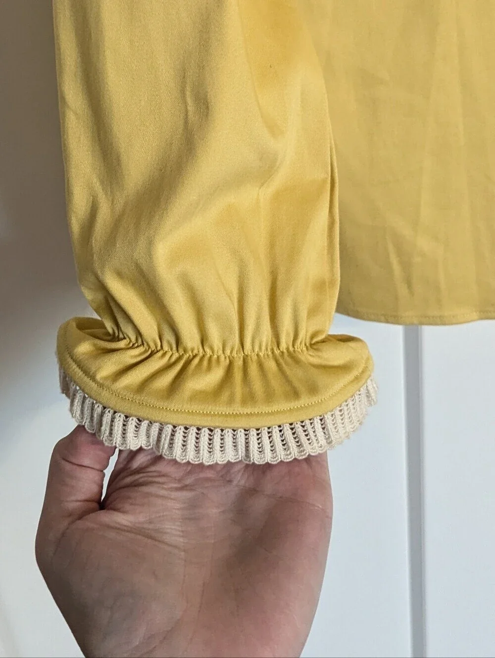 Wolf & Rita Noa Peter Pan Collar Crochet Trim Long Sleeve Top - Yellow sz 12